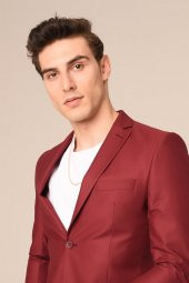 Bordo Spor Takım Elbise Jogger Pantolonlu Slim Fit | Agustini - 4