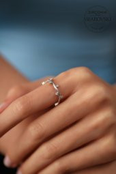 Swarovski Taşlı Sarmaşık Model Gümüş Zirconia Yüzük - 1