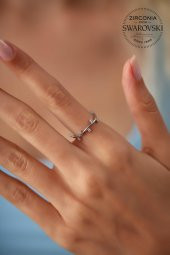 Swarovski Taşlı Sarmaşık Model Gümüş Zirconia Yüzük - 2