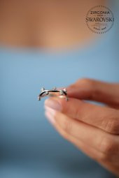 Swarovski Taşlı Sarmaşık Model Gümüş Zirconia Yüzük - 4