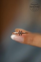 Swarovski Taşlı Kar Tanesi Model Rose Kaplama Gümüş Zirconia Yüzük - 2