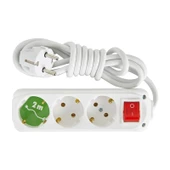 Almera 3lü 2mt Anahtarlı Topraklı Priz - 1