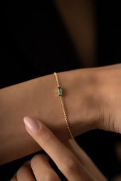 Swarovski Taşlı Çubuk Model Rose Kaplama Gümüş Crystal Bileklik - 2