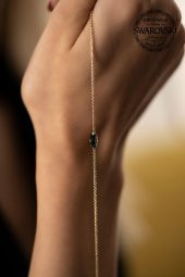 Swarovski Taşlı Çubuk Model Rose Kaplama Gümüş Crystal Bileklik - 5