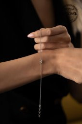 Swarovski Taşlı Çubuk Model Gümüş Crystal Bileklik - 1