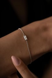 Swarovski Taşlı Çubuk Model Gümüş Crystal Bileklik - 2