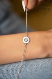 Swarovski Taşlı Yuvarlak Model Gümüş Zirconia Bileklik - 1