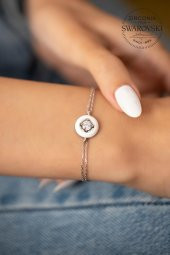Swarovski Taşlı Yuvarlak Model Gümüş Zirconia Bileklik - 2