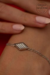 Swarovski Taşlı Dilim Model Gümüş Zirconia Bileklik - 3