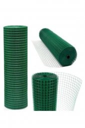 Pvc Puntalı yeşil tel 150CM EN 25M UZUNLuk 12MMX12MM GÖZ ARASINDA KÜMES TELİ-KAFES TELİ-ÇİT TELİ-TAVUK TELİ thumbnail 2