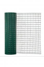 PVC KAPLI PUNTALI YEŞİL TEL-25MMX25MM GÖZ ARALIK 100CM EN 5M UZUNLUĞUNDA KAFES TELİ- KÜMES TELİ- KUŞ TELİ - 1