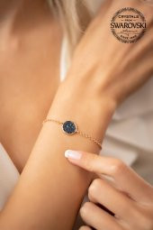 Swarovski Taşlı Yuvarlak Model Rose Kaplama Gümüş Crystal Bileklik - 3