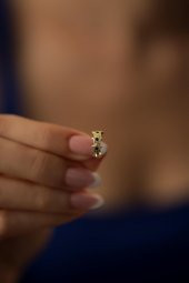 Yıldız Model Gold Rengi Gümüş İtalyan Kıkırdak Küpe - 3