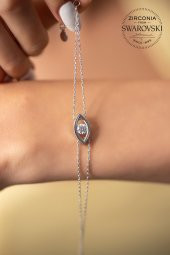 Swarovski Taşlı Göz Model Gümüş Zirconia Bileklik - 1