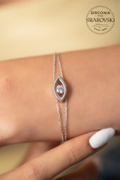 Swarovski Taşlı Göz Model Gümüş Zirconia Bileklik - 2