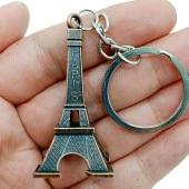 Paris Eyfel Kulesi 3D Metal Anahtarlık Bronz thumbnail 3