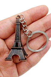Paris Eyfel Kulesi 3D Metal Anahtarlık Bronz thumbnail 6