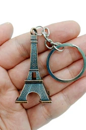 Paris Eyfel Kulesi 3D Metal Anahtarlık Bronz thumbnail 7