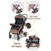 Baby Care Bc500 Combo Maxi Pro Çift Yönlü Bebek Arabası Kahverengi - 5