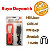Rico RC0037 Ledli El Feneri Lambası 3 Modlu 240 Lümen Şarjlı Mıknatıslı Oto Tamir Spor Kamp IPx4 Fener - 1
