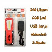 Rico RC0037 Ledli El Feneri Lambası 3 Modlu 240 Lümen Şarjlı Mıknatıslı Oto Tamir Spor Kamp IPx4 Fener - 2