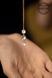 Swarovski Taşlı Üç Taş Model Gümüş Crystal Bileklik - 4