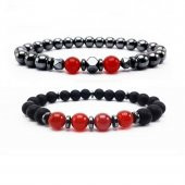 Hematit - Akik - Oniks İkili Erkek Doğal Taş Bileklik - 3