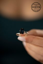 Swarovski Taşlı Baget Model Gümüş Crystal Yüzük - 4