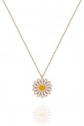 Papatya Model Mineli Rose Kaplama Gümüş Kolye - 2