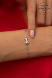 Swarovski Taşlı Papyon Model Gümüş Zirconia Bileklik - 1