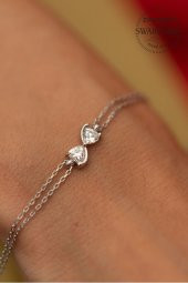 Swarovski Taşlı Papyon Model Gümüş Zirconia Bileklik - 2