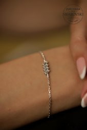 Swarovski Taşlı Dörtlü Baget Model Gümüş Zirconia Bileklik - 1