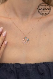 Swarovski Taşlı Sarmaşık Model Rose Kaplama Gümüş Crystal Kolye - 2