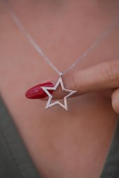 Yıldız Model Zirkon Taşlı Gümüş Kolye thumbnail 1