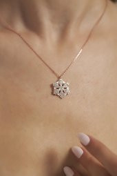 Ninova Trend Kar Tanesi Model Rose Kaplama Gümüş Kolye - 3