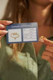 0.02 Karat Tektaş Sallantılı Model Gümüş Pırlanta Yüzük - 5