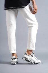 KB02 Crocodile  Beyaz Siyah Erkek Ayakkabı thumbnail 3