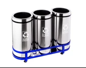 Omnisoft PLX 3561-5 Geri Dönüşüm Paslanmaz Çelik Çöp Kovası 3' lü Krom - 1