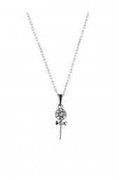Swarovski Taşlı İğne Model Gümüş Zirconia Kolye - 4