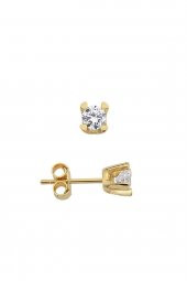 Tek Taş Model Altın Kaplama Gümüş İtalyan Küpe thumbnail 1