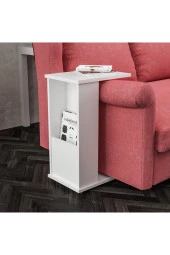 Modilayn Gazetelikli C Yan Sehpa Tekerlekli Beyaz - 1