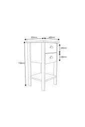 Ünüvar Konsept Retro Çift Çekmeceli Komodin Beyaz - Meşe (Nokta Kulp) thumbnail 5