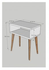 Ünüvar Konsept Başucu Yan Sehpa Antrasit Komodin Beyaz Ayak - 6