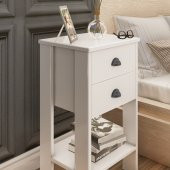 Ünüvar Konsept Retro Serisi, Çift Çekmeceli Beyaz Komodin - 2