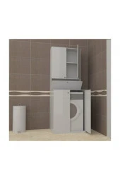 Bmdekor Çamaşır Makinesi Dolabı Poyraz Alt Üst Beyaz - 2