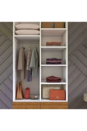 Tocco 1011 2 Kapaklı 2 Çekmeceli Askılıklı Raflı Gardırop - 3