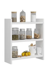 Ünüvar Konsept Karnaval Home Beyaz Renk 3 Katlı Modern Ahşap Mdf Tezgah Üstü Mutfak Baharatlık Rafı thumbnail 3