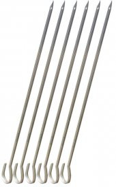 6 adet Paslanmaz Çelik Tokat Kebabı Şişi 30cm Ucu Delik Özel Ürün 7x2mm Kancalı Yassı Kebap Şişleri - 2