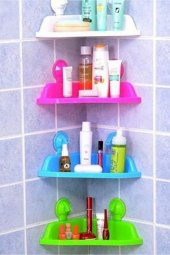 Banyo Mutfak Için Vantuzlu Köşe Rafı - 1