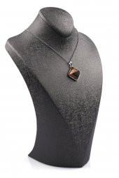 Kaplan Gözü Doğal Taş Piramit Model Kolye - 2